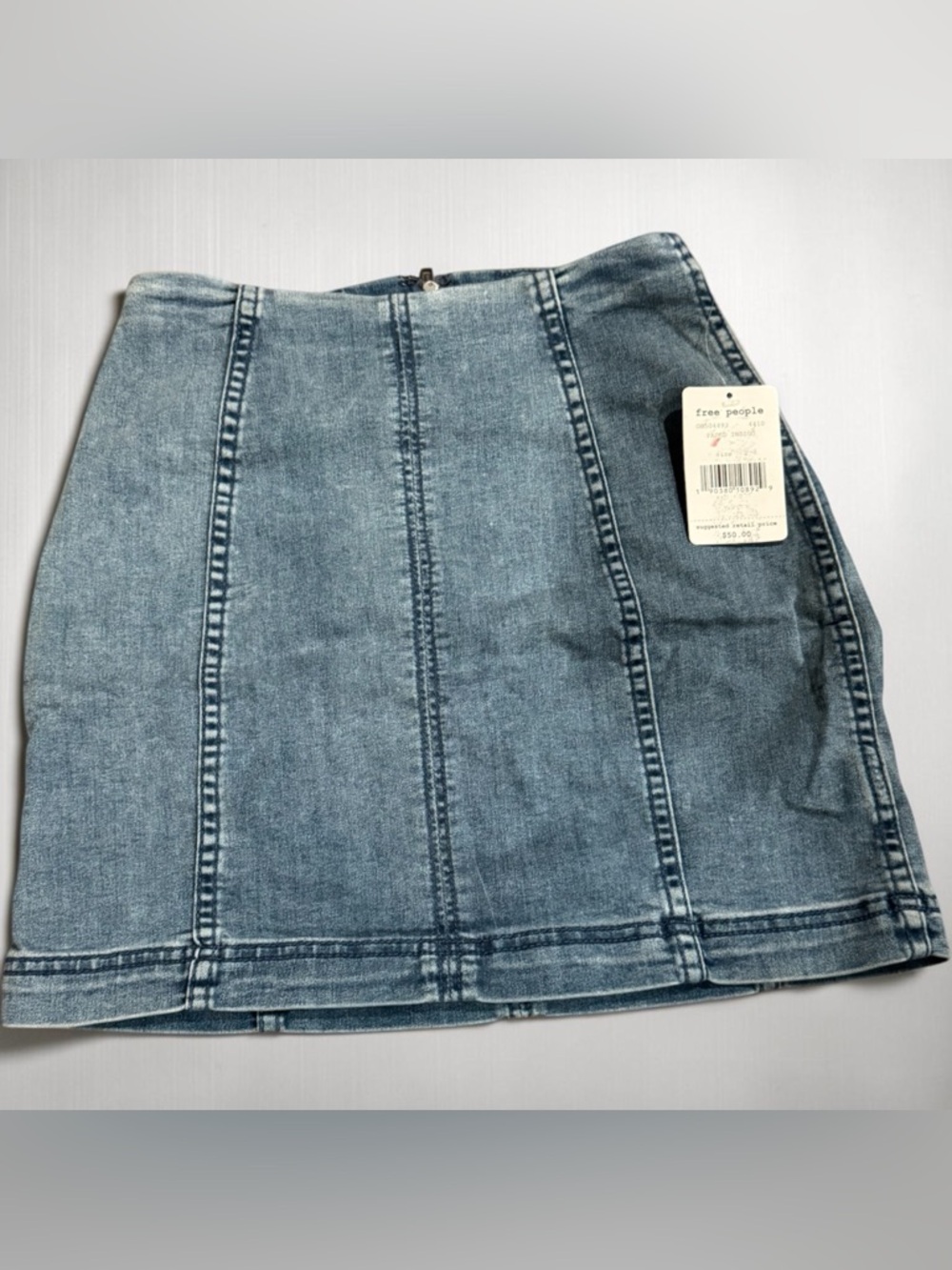 Free People Light Blue Paneled Denim Mini Skirt